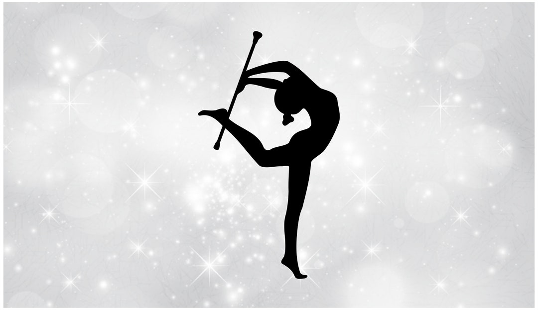 Shape Clipart: Black Silhouette of Marching Band Baton Twirler