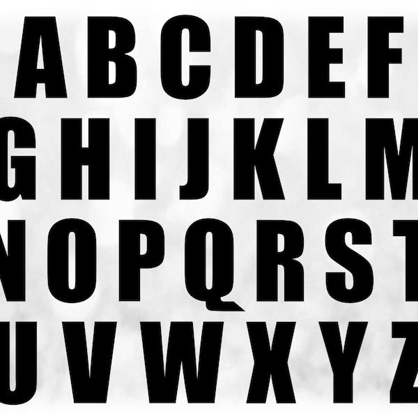 Word Clipart: Black Simple "Meme" Alphabet Letter Templates Grouped on ONE Single Sheet - Digital Download SVG - NOT Installable Font File