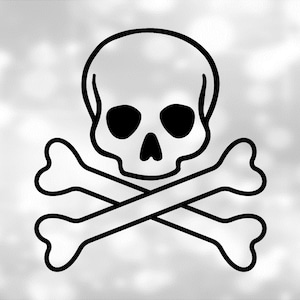 Imágenes prediseñadas de entretenimiento: Contorno de cabeza de esqueleto / Cráneo humano y huesos cruzados / Tibias cruzadas, Símbolo de veneno - Descarga digital svg png dxf pdf