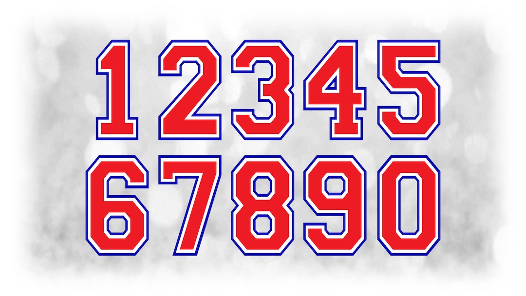Sports Clipart: Jersey Number Templates Grouped on Single Sheet - Blue ...