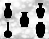 Shape Clipart Value Pack Bundle of 5 Simple Easy Black Vase Silhouettes - Change Color with Your Own Software - Digital Download SVG PNG