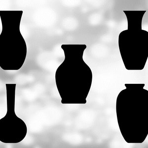 Shape Clipart: Value Pack Bundel van 5 eenvoudige eenvoudige zwarte vaassilhouetten - Verander van kleur met uw eigen software - Digitale download SVG & PNG