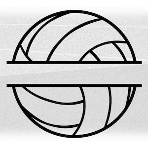 Sports Clipart: Split Black Volleyball Outline with Name Frame Space for Players, Teams, Coaches, Parents - Digital Download svg png dxf pdf