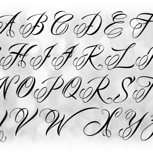 Word Clipart: Modelos de letras do alfabeto em estilo script preto agrupados em uma única folha - Download digital SVG - Arquivo de fonte NÃO instalável