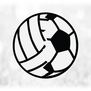 Sports Clipart: Cracked Half Sports Balls, Left Half White/Black Volleyball & Right Half White/Black Soccer Ball - Digital Download svg png