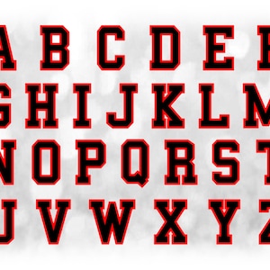 Sports Clipart: Alphabet Letter Templates Grouped on Single Sheet - Black Layered on Red - Digital Download SVG, NOT Installable Font File