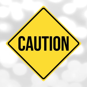 Shape Clipart: Standard Diamond Shaped Bright Yellow "Caution" Sign with Black Letters and Black Border - Digital Download svg png dxf pdf