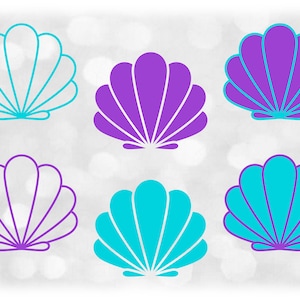 Animal Clipart Value Pack Bundle: Clam Shell SIlhouette in Turquoise / Purple Solids, Outlines, and Layers - Digital Download SVG & PNG
