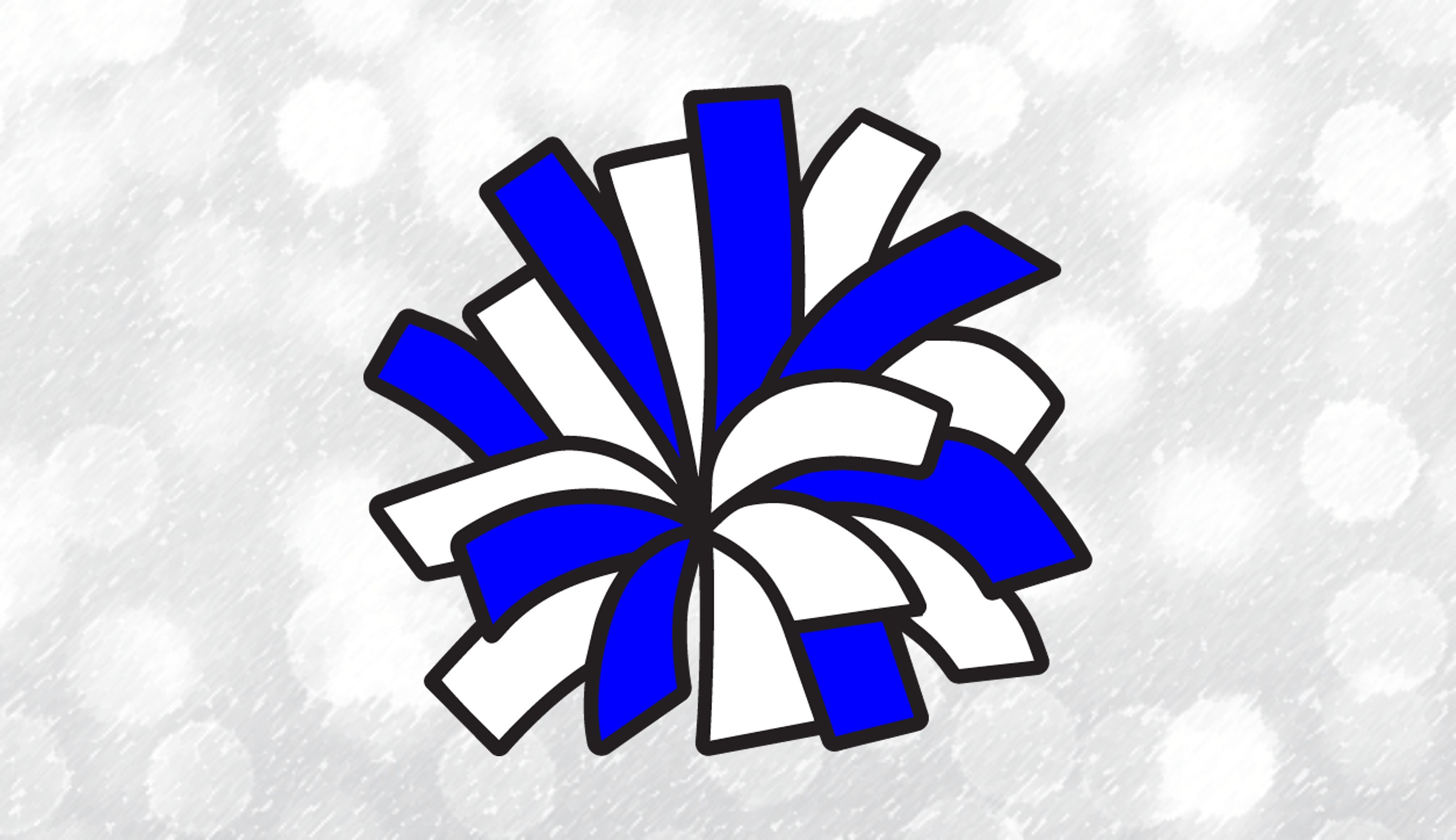 Sports Clipart: Blue & White Cheerleader Pom Layered on Black