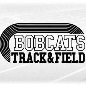 Sports Clipart: Black Running Track with Bold Varsity Style Words "Bobcats" and Black "Track & Field" - Digital Download svg png dxf pdf