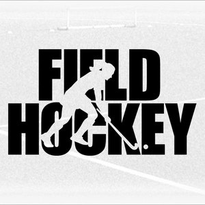 Sports Clipart: Black Words Field Hockey with Cutout of Female Silhouette with Stick - Players / Teams - Digital Download svg pnd dxf pdf