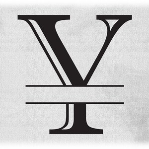 Word Clipart: Negro formal grabado estilo colonial capital inicial o monograma split letra "Y" para agregar nombre - Descarga digital SVG y PNG