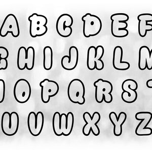 Wort Clipart: Schwarzes Hohlballon Alphabet Buchstaben Vorlagen auf EINEM Blatt gruppiert - Digitaler Download SVG - NICHT installierende Schriftdatei