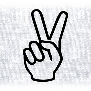 Clipart de forma: Contorno preto grande, simples e fácil de fazer a mão Símbolo de linguagem de sinais "Sinal de paz" com dois dedos - Download digital SVG e PNG