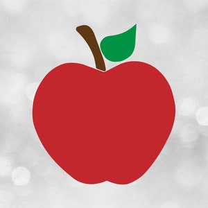 Clipart éducation : facile grosse pomme rouge avec tige brune et feuille verte pour tous les types d'enseignants/écoles - téléchargement numérique svg png dxf pdf