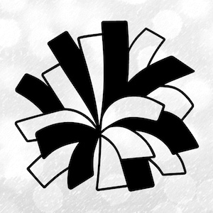 Sports Clipart: Cheerleader Pom Pom in Black Outline for Cheer, Cheering, Cheerleading, Poms - Digital Download svg png dxf pdf