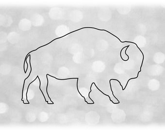 Animal Clipart: Simple Black Solid Buffalo / Bison Silhouette Outline - Change Color with Your Software - Digital Download svg png dxf pdf