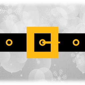 Clipart de feriado: Cinto grande preto de Papai Noel ou duende com fivela amarela dourada e camadas de furos - Download digital SVG e PNG