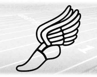 Sports Clipart: Black Wing Running Shoe Outline from Mercury / Hermes Symbol for "Track & Field" Events - Digital Download svg png dxf pdf