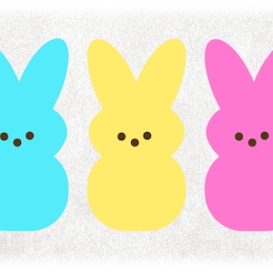 Holiday Clipart: Pastel Color Blue, Yellow & Pink Easter Bunny Marshmallow Treats Inspired by Peeps on 1 Sheet Digital Download SVG/PNG image 1