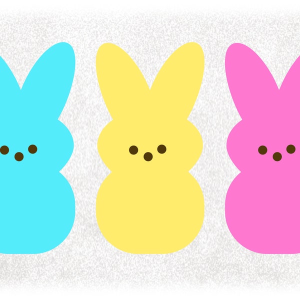 Holiday Clipart: Pastel Color Blue, Yellow & Pink Easter Bunny Marshmallow Treats Inspired by "Peeps" on 1 Sheet - Digital Download SVG/PNG