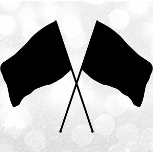 Sports Clipart: Crossed Black Color Guard / Winter Guard / Marching Band Flags to Twirl - Change Color Yourself - Digital Download SVG & PNG