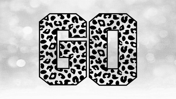 Team Spirit Clipart: Black Leopard Skin Cheetah Pattern Word "GO" - Add a Team Name with Your Own Software - Digital Download SVG & PNG