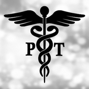 Medical Clipart: Black Medical Caduceus Symbol Silhouette with PT for Physical Therapist / Therapy Staff - Digital Download svg png dxf pdf