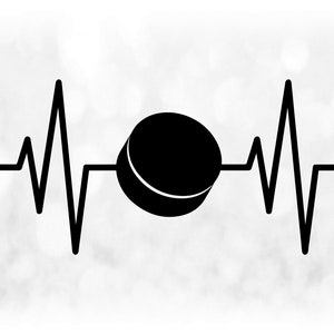 Sport Clipart: Eenvoudige Zwarte Hockey Puck Inside Heartbeat, Hartslagmeter, Elektrocardiogram, ECG, Polsslag - Digitale Download SVG & GT; PNG