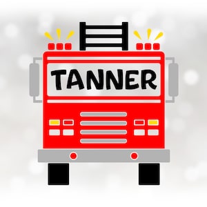 Shape Clipart: Colored Name Frame Fire Engine or Truck Emergency Vehicle with Space to Add Your Own Text - Digital Download svg png dxf pdf