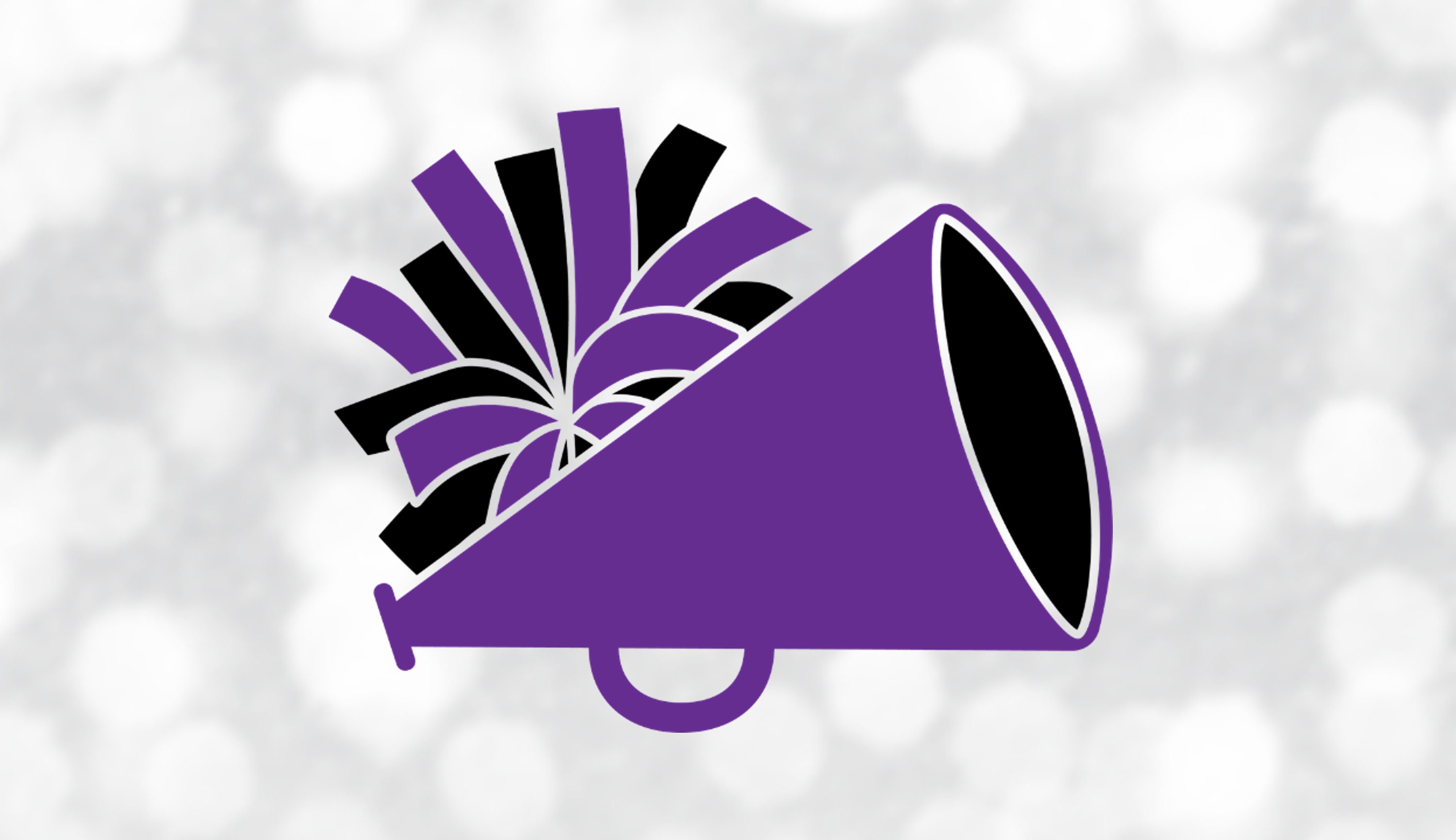 Sports Clipart: Black & Purple Cheerleader Megaphone With Pom Pom