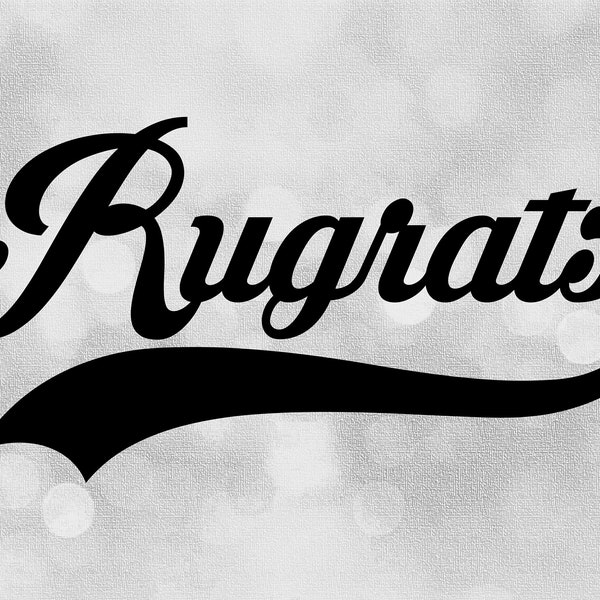 Sports Clipart: Black "Rugrats" Team Name in Baseball Type Lettering w/ Swoosh Underline, Change Color Yourself - Digital Download SVG & PNG