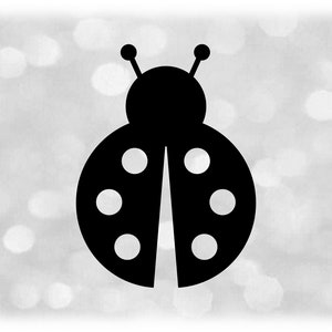 Animal Clipart: Simple Easy All Black Ladybug Silhouette - Coccinellidae, Flying Insect, Lady Bug, Good Luck - Descarga digital SVG & PNG