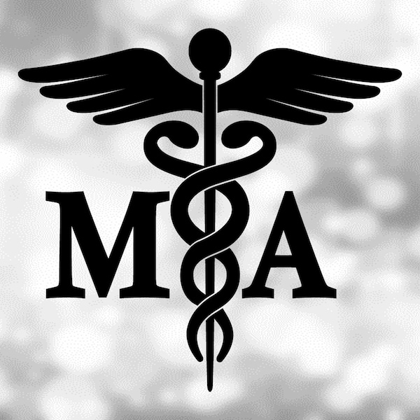 Medical Clipart: Black Medical Caduceus Symbol Silhouette with MA for Medical Assistant Hospital Staff - Digital Download svg png dxf pdf