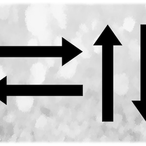 Shape Clipart: Grote zwarte eenvoudige basis lange pijlen - wijzen naar rechts, links, omhoog en omlaag - verander zelf van kleur - Digitale download SVG & PNG