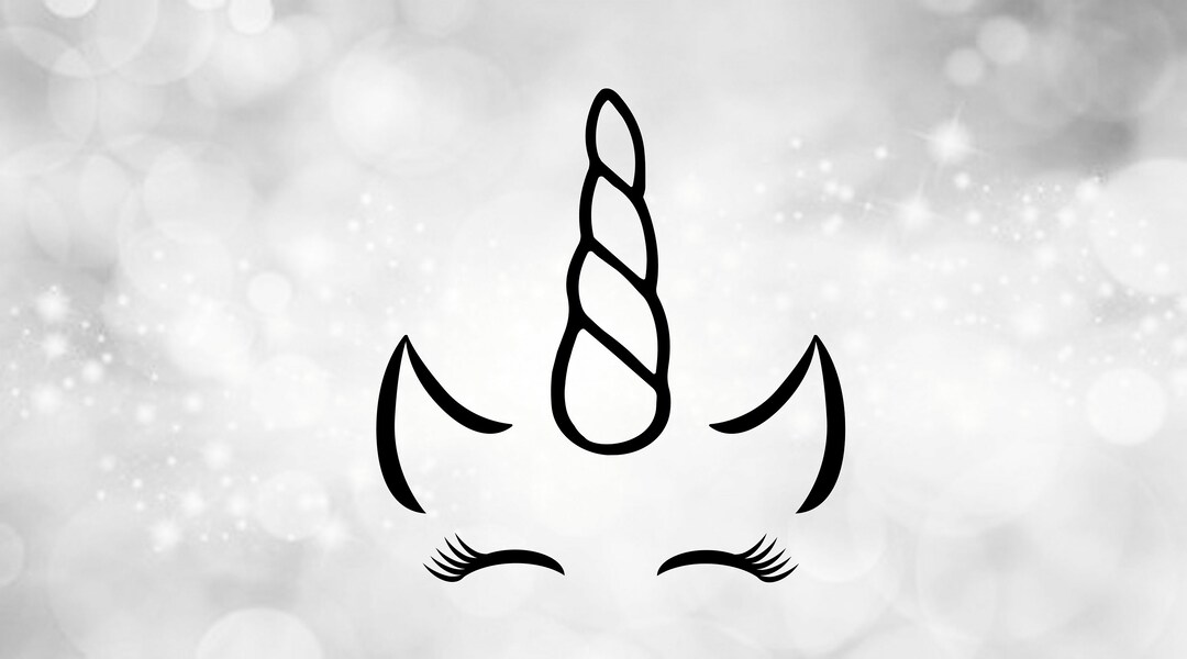 Animal Clipart: Simple Easy Black Unicorn Face Outline With Horn, Ears ...