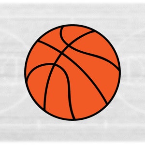 Sports Clipart: Basic Black Basketball Overlaid on Orange Background for Players, Teams, Coaches, Parents - Digital Download svg png dxf pdf