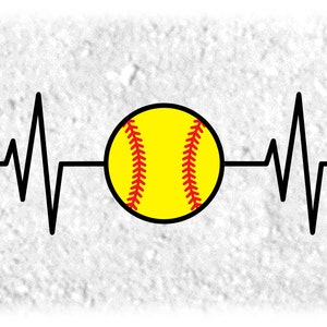 Sports Clipart: Elektrocardiogram / E.K.G. / E.C.G. / Hartslag / Hartslagmeter met Gele en Rode Softbal - Digitale Download SVG & PNG