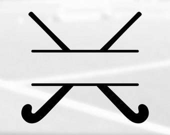Sports Clipart: Black Field Hockey Stick Silhouettes Crossed Split into Name Frame, Change Color Yourself - Digital Download svg png dxf pdf