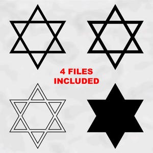 Holiday Clipart Bundle: Black Star of David "Magen" Double Hexagram Jewish Symbol in Many Styles - Digital Download svg png dxf pdf