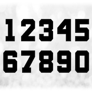 Sports: Jersey Number Templates Grouped on ONE Single Sheet - Black Block Style Type - Digital Download SVG/DXF - Not Installable Font File