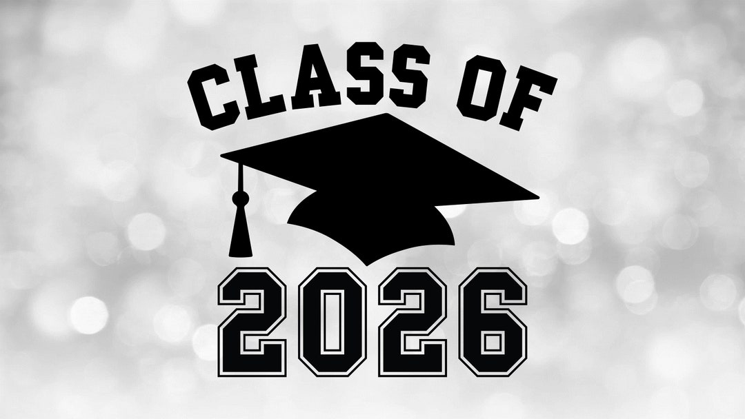 Educational Clipart Black Class of 2026 Arched College Style Letters