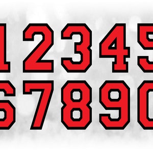 Sport Clipart: Jersey Anzahl Vorlagen auf EINEM Blatt gruppiert - rot auf schwarz geschichtet - Digitaler Download SVG, nicht installierte Schriftdatei