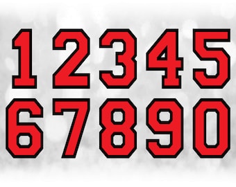 Sports: Jersey Number Templates Grouped on ONE Single Sheet - Etsy