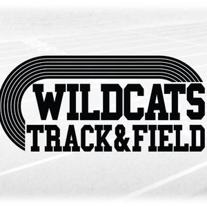 Sports Clipart: Black Running Track with Lanes, Bold Varsity Style Words "Wildcats" and "Track & Field" Digital Download svg png dxf pdf
