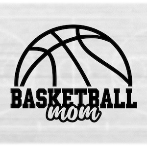 Sports Clipart: Black Half Basketball and Bold Varsity Word "Volleyball" with Script Word "Mom" Cutout - Digital Download svg png dxf pdf