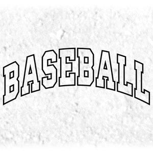 Sports Clipart: Arched Black Bold Outline Word "Baseball" in College Varsity Style - Digital Download svg png dxf pdf