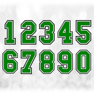 Sports Clipart: Jersey Number Templates Grouped on Single Sheet - Green White Black Layers - Digital Download SVG, Not Installable Font File