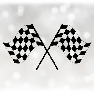 Car/Automotive Clipart: Crossed Black Checkered Racing Flags for Track Finish Line to Signal Race Ending - Digital Download svg png dxf pdf