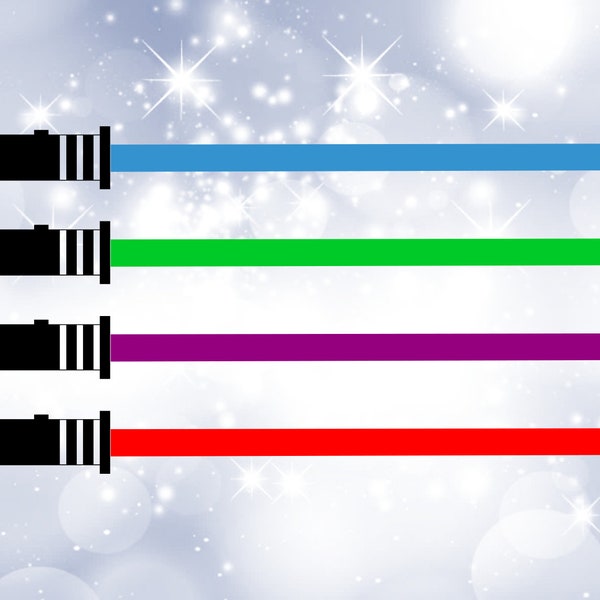 Entertainment Clipart: 4 Types of Jedi Light Sabers on One Sheet, Blue, Green, Purple, Red, Inspired by Star Wars - Digital Download SVG/PNG